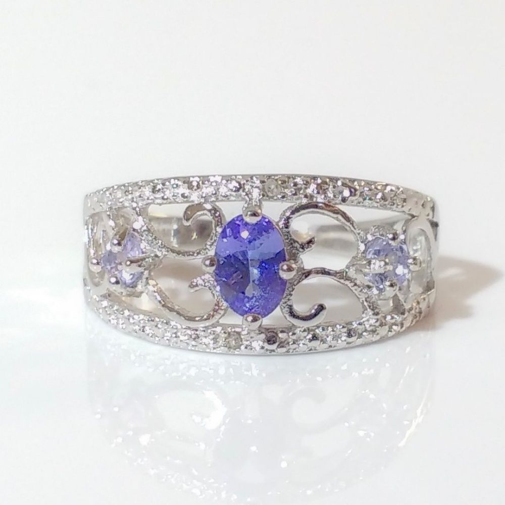 Tanzanite Ring Sterling Silver Size 8